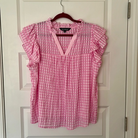 DAVI & DANI Tops - Davi & Dani Pink Gingham Top
